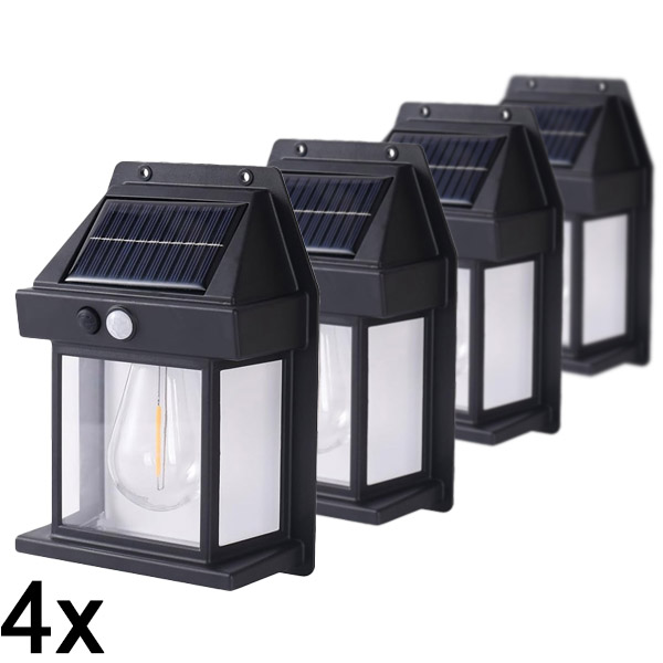 4x Lampada solare da esterno – nessun cablaggio necessario | FLUXLAMP
